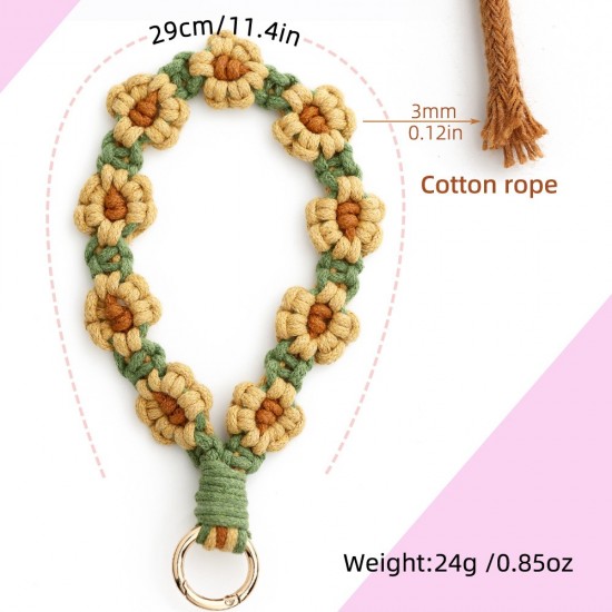 小雏菊手机挂绳手工编织花朵手腕带挂件钥匙扣