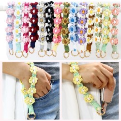 小雏菊手机挂绳手工编织花朵手腕带挂件钥匙扣