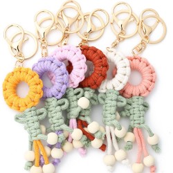 现货 INS欧美挂件彩色棉绳手工编织小人钥匙链人形钥匙扣