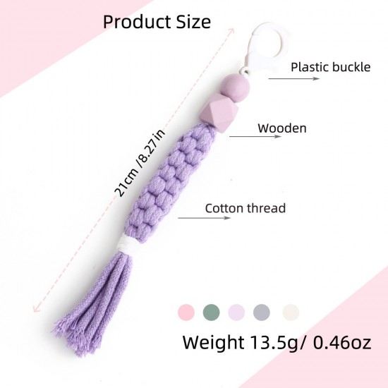 现货 INS欧美小清新彩色棉绳手工编织钥匙链 木珠钥匙扣