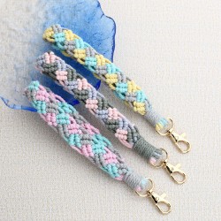 欧美小雏菊手机挂绳手工编织花朵手腕带挂件钥匙扣