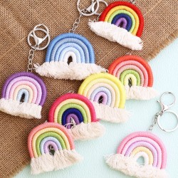 北欧风ins彩虹挂件手工棉线编织包包汽车挂饰民族风跨境专供钥匙