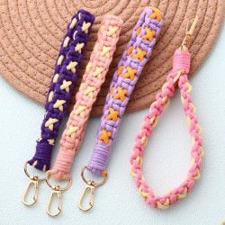 现货 X形欧美名族风手机挂绳手工编织手腕带挂件钥匙扣