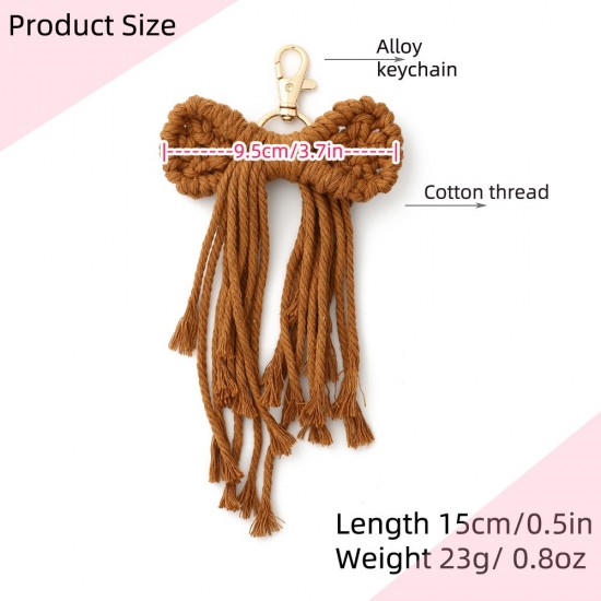 现货 欧美蝴蝶结手机挂绳手工编织流苏手腕带挂件钥匙扣