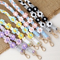 手工编织花朵手机挂绳装饰可调节长度 长款背包肩带